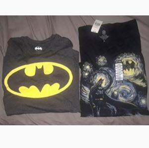 2 men's batman shirts